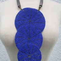 Triple Bound with Horn Necklace Blue