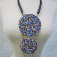 Triple Disc Necklace with Horn Bead Charanga Blue
