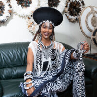 Zulu Wide Basket Hat with Beading - Black | Handmade in South Africa