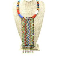 Unisex Short Beaded Neck Tie Necklace 04